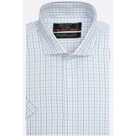 Windowpane Check Formal Shirt (Half Sleeves)