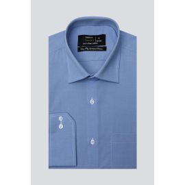 Blue Pinpoint Textured Formal Shirt