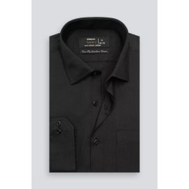 Black Herringbone Self Formal Shirt