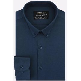 Dark Blue Self Textured Formal Shirt