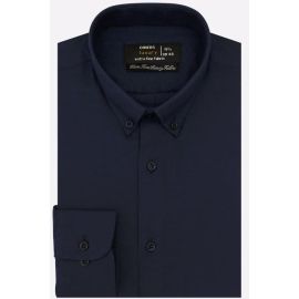 Navy Blue Self Textured Formal Shirt