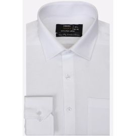 White Self Textured Formal Shirt