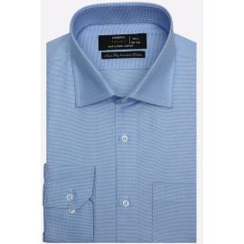 Blue Self Textured Formal Shirt