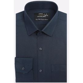Navy Blue Self Textured Formal Shirt