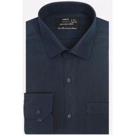 Navy Blue Self Textured Formal Shirt