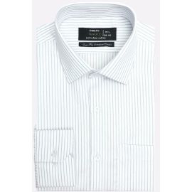 White Hairline Stripe Formal Shirt
