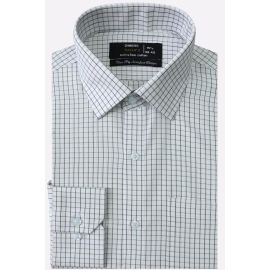 White Windowpane Check Formal Shirt