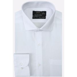White Self Stripes Formal Shirt