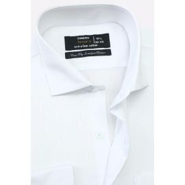 White Self Stripes Formal Shirt