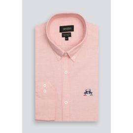 Peach Self Textured Casual Shirt