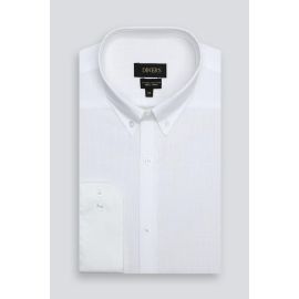 White Self Textured Casual Shirt
