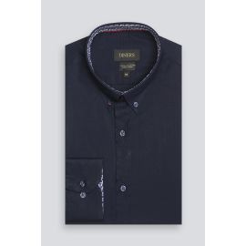 Navy Blue Plain Casual Shirt