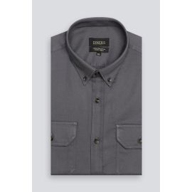 Dark Grey Plain Casual Shirt