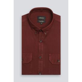 Maroon Twill Textured Casual Shirt