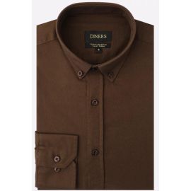 Brown Self Textured Casual Shirt