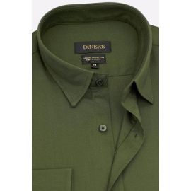 Olive Self Textured Casual Shirt