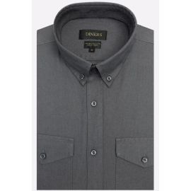 Dark Grey Self Textured Casual Shirt