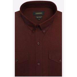 Maroon Self Textured Casual Shirt