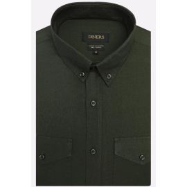 Olive Self Textured Casual Shirt
