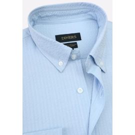 Blue Self Stripes Casual Shirt