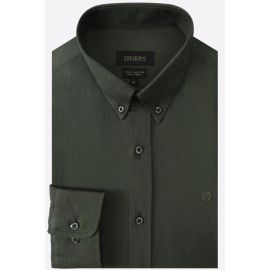 Olive Self Textured Casual Shirt