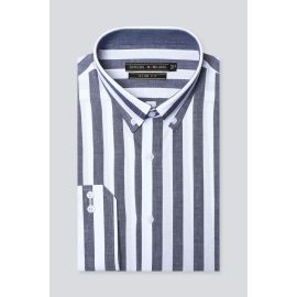 Grey Broad Stripe Casual Milano Shirt