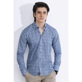 Blue Floral Printed Casual Milano Shirt