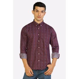 Maroon Paisley Printed Casual Shirt