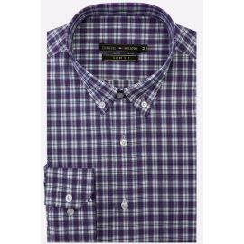Purple Tartan Check Casual Shirt