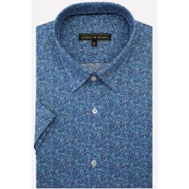 Blue Printed Casual Shirt (Half Sleeves)