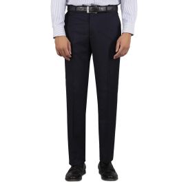 Navy Blue Wash & Wear Regular Fit Trouser