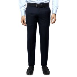 Navy Blue Wash & Wear Slim Fit Trouser