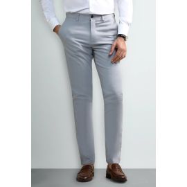 Silver Smart Fit Cotton Trouser