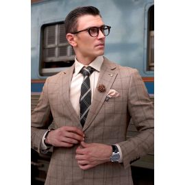 Fawn Windowpane Check Blazer