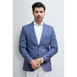 Light Blue Check Blazer for Men