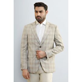 Men's Beige Check Blazer