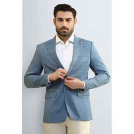 Men's Light Blue Textured Blazer