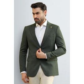 Men's Olive Green Textured Blazer
