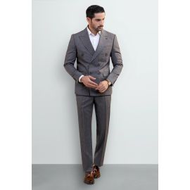 Men's Grey Pinstripe Double-Breasted Suit
