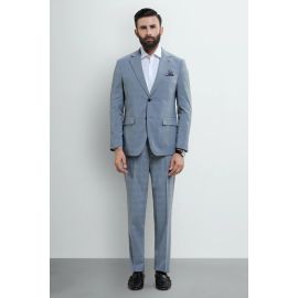 Mens Light Grey Check 2PC Suit