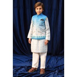 Ash Grey Boys Kameez Shalwar With Waistcoat