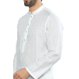Off White Cotton Jacqurd Shalwar Kameez