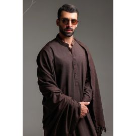Dark Brown Shalwar Kameez with Shawl