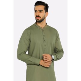 Olive Wash & Wear Shalwar Kameez