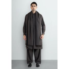 Dark Brown Shalwar Kameez with Shawl