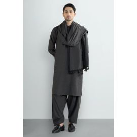 Dark Grey Shalwar Kameez with Shawl