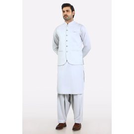Light Grey Shalwar Kameez with Waistcoat