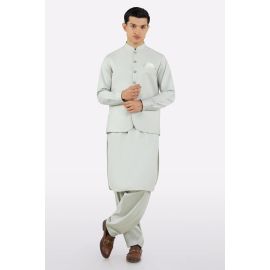 Light Green Shalwar Kameez with Waistcoat