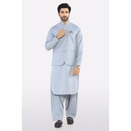Grey Shalwar Kameez with Waistcoat
