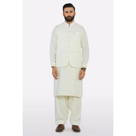 Cream Shalwar Kameez with Waistcoat